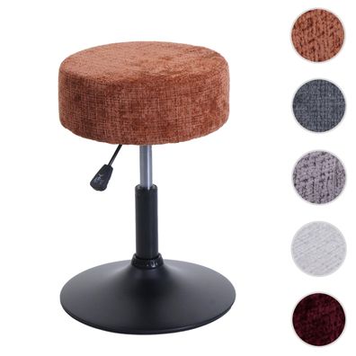 Hocker HWC-C22, Schminkhocker höhenverstellbar drehbar Ø 35cm Chenille (465g/m²)