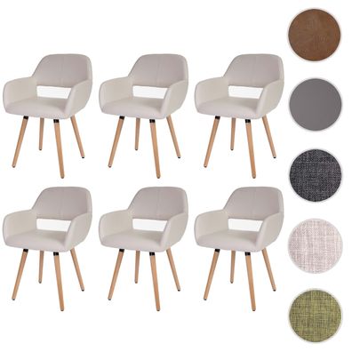 6er-Set Esszimmerstuhl HWC-A50 II, Stuhl Küchenstuhl, Retro 50er Jahre Design