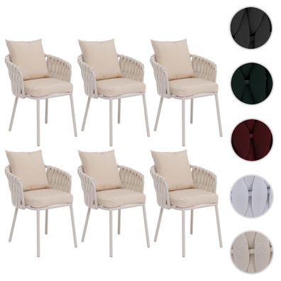 6er-Set Aluminium-Esszimmerstuhl HWC-P89, Indoor Stuhl, Seilgeflecht Rope 