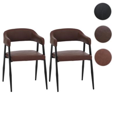 2er-Set Esszimmerstuhl HWC-P29, Küchenstuhl, Industrial Retro Vintage Kunstleder