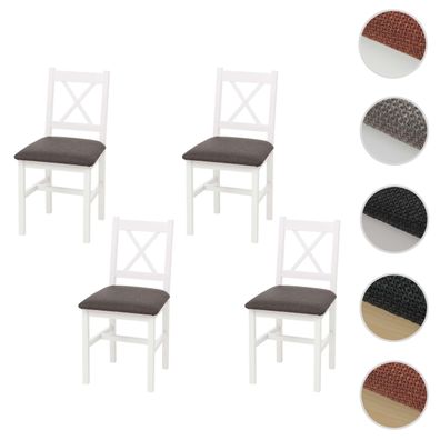 4er-Set Esszimmerstuhl HWC-F77, Lehnstuhl Küchenstuhl, Massiv-Holz Stoff Landhaus