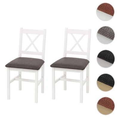 2er-Set Esszimmerstuhl HWC-F77, Lehnstuhl Küchenstuhl, Massiv-Holz Stoff Landhaus