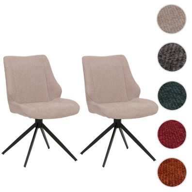 2er-Set Esszimmerstuhl HWC-O48, Auto-Return, Stoff/Textil Chenille (320g/m²) Öko-Tex