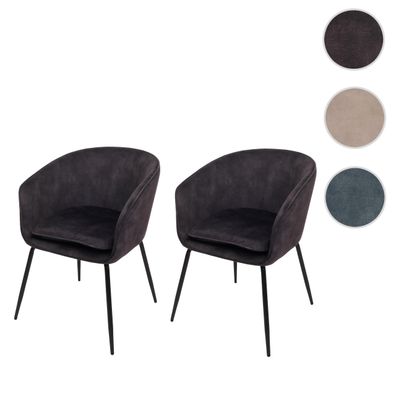 2er-Set Esszimmerstuhl HWC-O28, Polsterstuhl Stuhl, Stoff/Textil (340g/m²) Metall