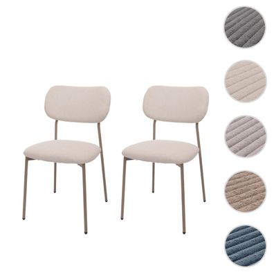 2er-Set Esszimmerstuhl HWC-O26, Stuhl, Cord (330g/m²) Stoff/Textil Metall