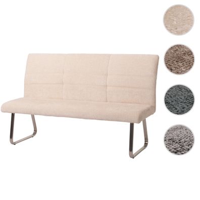 Sitzbank HWC-G55, Esszimmerbank Bank, Edelstahl Stoff/Textil Chenille, 160cm