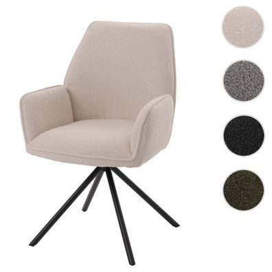 Esszimmerstuhl HWC-G67, Stuhl Armlehne drehbar Auto-Position Stoff Bouclé Öko-Tex MVG