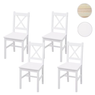 4er-Set Esszimmerstuhl HWC-F77, Lehnstuhl Küchenstuhl Stuhl, Massiv-Holz Landhaus