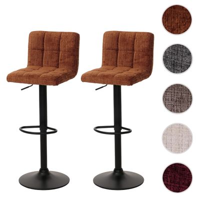 2er-Set Barhocker HWC-G87, Tresenhocker Barstuhl, höhenverstellbar drehbar, Chenille