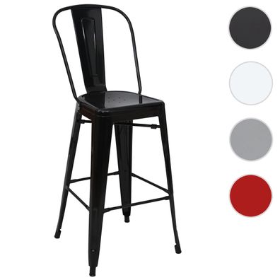 Barhocker HWC-A73, Barstuhl Tresenhocker mit Lehne, Metall Industriedesign