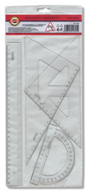 KOH Geometrie - Set 4 Teile 30 cm Lineal Linkshänder transp