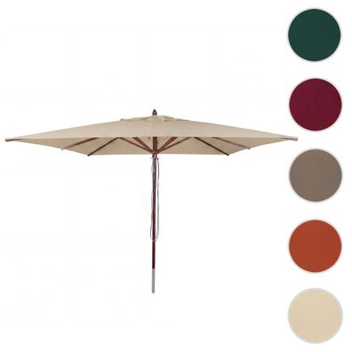 Gastronomie Holz-Sonnenschirm HWC-C57b, Polyester/Holz, eckig 3x3m Seilzug stoßsicher