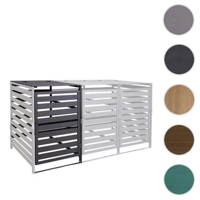 XL 1er-/2er-Mülltonnenverkleidung Erweiterung HWC-H62, 114x67x97cm Massiv-Holz