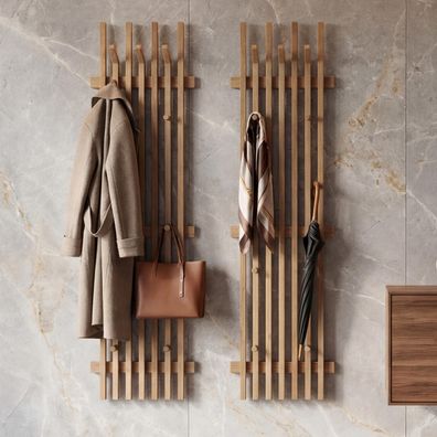 MCA Garderobenpaneel HWC-P57, Wandgarderobe Garderobenleiste, Massiv-Holz 135x40cm