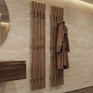 MCA Garderobenpaneel HWC-P56, Wandgarderobe, 8 Haken Massiv-Holz 120x21cm