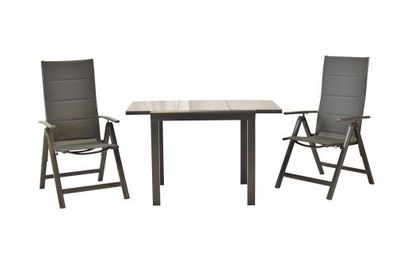 Taviano Gartenmöbel Set 3tlg., 2 Klappsessel, Balkonausziehtisch 80 (120) x 70 cm