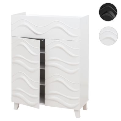 Kommode HWC-N86, Schrank Sideboard Anrichte, 3D-Wellen-Design Push-to-open Türen