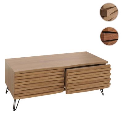 Couchtisch HWC-M49, 3D-Design 2 Schubladen MDF Metall 46x110x55cm