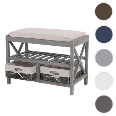 Schuhregal HWC-C48, Sitzbank Schuhablage, Shabby-Look Vintage 45x65x34cm