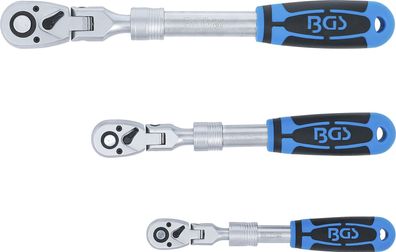 BGS-25128 Umschaltknarren-Satz ausziehbar, abwinkelbar Abtrieb Außenvierkant 6,3 mm (