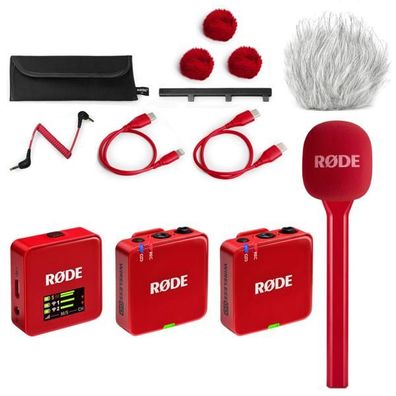 Rode Mikrofon-Funksystem Wireless GO Gen 3 Interview Set Rot