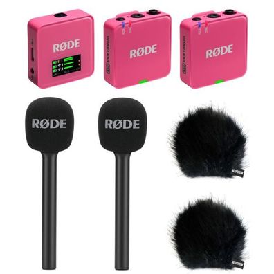 Rode Mikrofon-Funksystem Wireless GO Gen 3 Pink Interview Set 2 BK