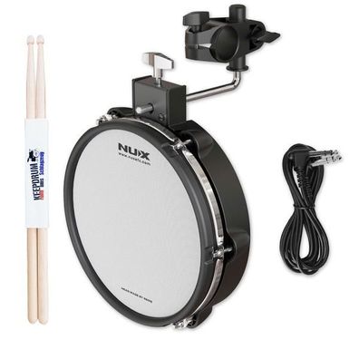 Nux E-Drum Pad DM-8 Tom-Set 10 Zoll mit Halterung und Schlagzeugstöcke 1 Paar