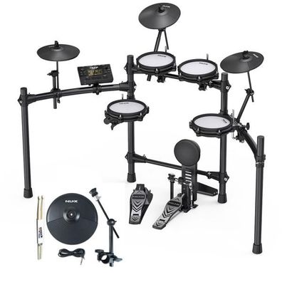 Nux DM-210 E-Drum Schlagzeug mit Becken-Pad und Drumsticks
