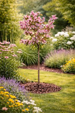 Zierapfel Liset 100-120 cm Apfelbaum rosa Bluete winterhart im Topf