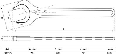 BGS-34295 Einmaulschlüssel DIN 894 SW 95 mm