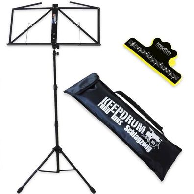 keepdrum Notenständer Schwarz MUS3BK mit Notenklammer