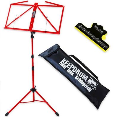 keepdrum Notenständer Rot MUS3RD mit Notenklammer