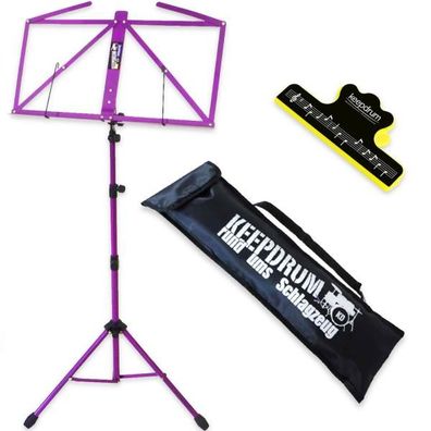 keepdrum Notenständer Lila MUS3FL mit Notenklammer