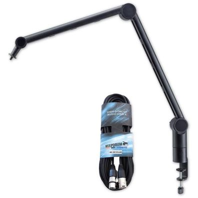 K-M Mikrofonarm 23868 Gelenkarm-Tischstativ mit Kabel