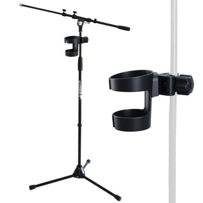 keepdrum Mikrofonständer MS106 BK mit Getränkehalter