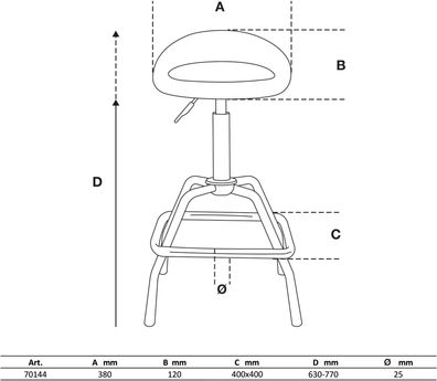 BGS-70144 Werkstattstuhl höhenverstellbar 630 - 770 mm