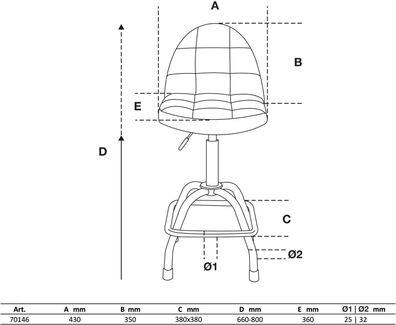BGS-70146 Werkstatt-Drehstuhl mit Lehne höhenverstellbar