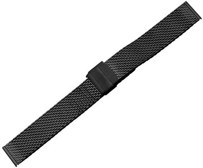 Minott > Uhrenarmband Edelstahl schwarz Milanaise > Schiebeverschluss