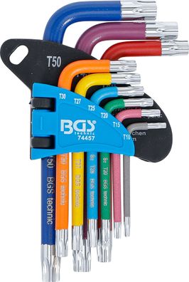 BGS-74457 Winkelschlüssel-Satz Multicolour kurz T-Profil (für Torx) T10 - T50 9-tlg