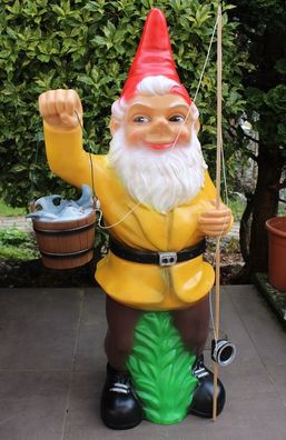 Gartenzwerg Angler Figur XXL-Zwerg stehend H 102 cm großer Deko Zwerg Gartenfigur