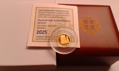 50 euro 2025 PP Griechenland Meteor Klöster Meteora Klöster 1g Gold 9999er
