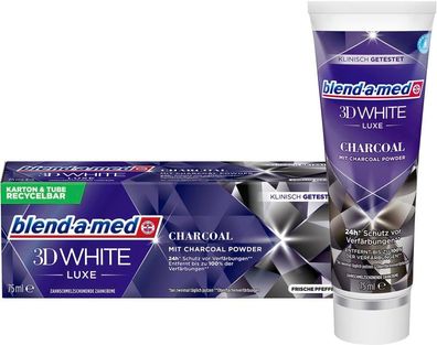 blend-a-dent 3D WHITE Luxe Charcoal (Aktivkohle) frische Pfefferminze 75 ml