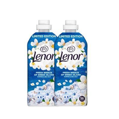 2x Lenor Frische Brise der griechischen Insel Spülung 56 Wäschen 1176ml