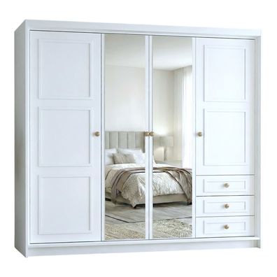 Kleiderschrank OSLO 4-türig mit Schubladen und Metallgriffen - geräumiger Schrank