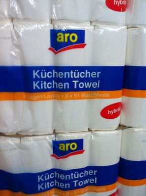 48 Rollen Küchenpapier Küchenrollen hochweiß 3-lagig beste Qualität 51 Blatt