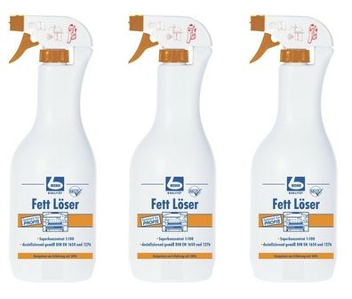 3 x Fettlöser Dr. Becher Fettreiniger Sprühflasche 1,0L Grillreiniger Küche