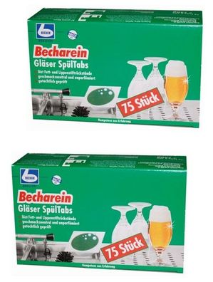 2 x DR. BECHER Becharein Gläser SpülTabs 75 Stück Reinigung Gläser Geschirr