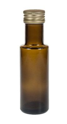 24 Glasflaschen ? Füllmenge 100 ml ?Dorica antik Deckel silber