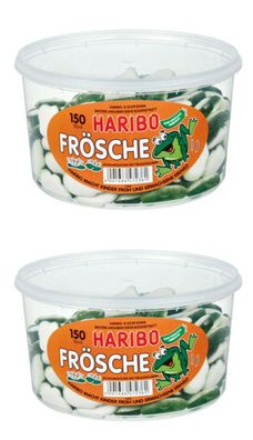 2 Dosen | HARIBO | Frösche | 150 Stück - 1,05 kg pro Dose