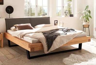 Balkenbett 'Dora II' 140x200cm Kiefer massiv eichefarbig honig gebeizt BE-0880